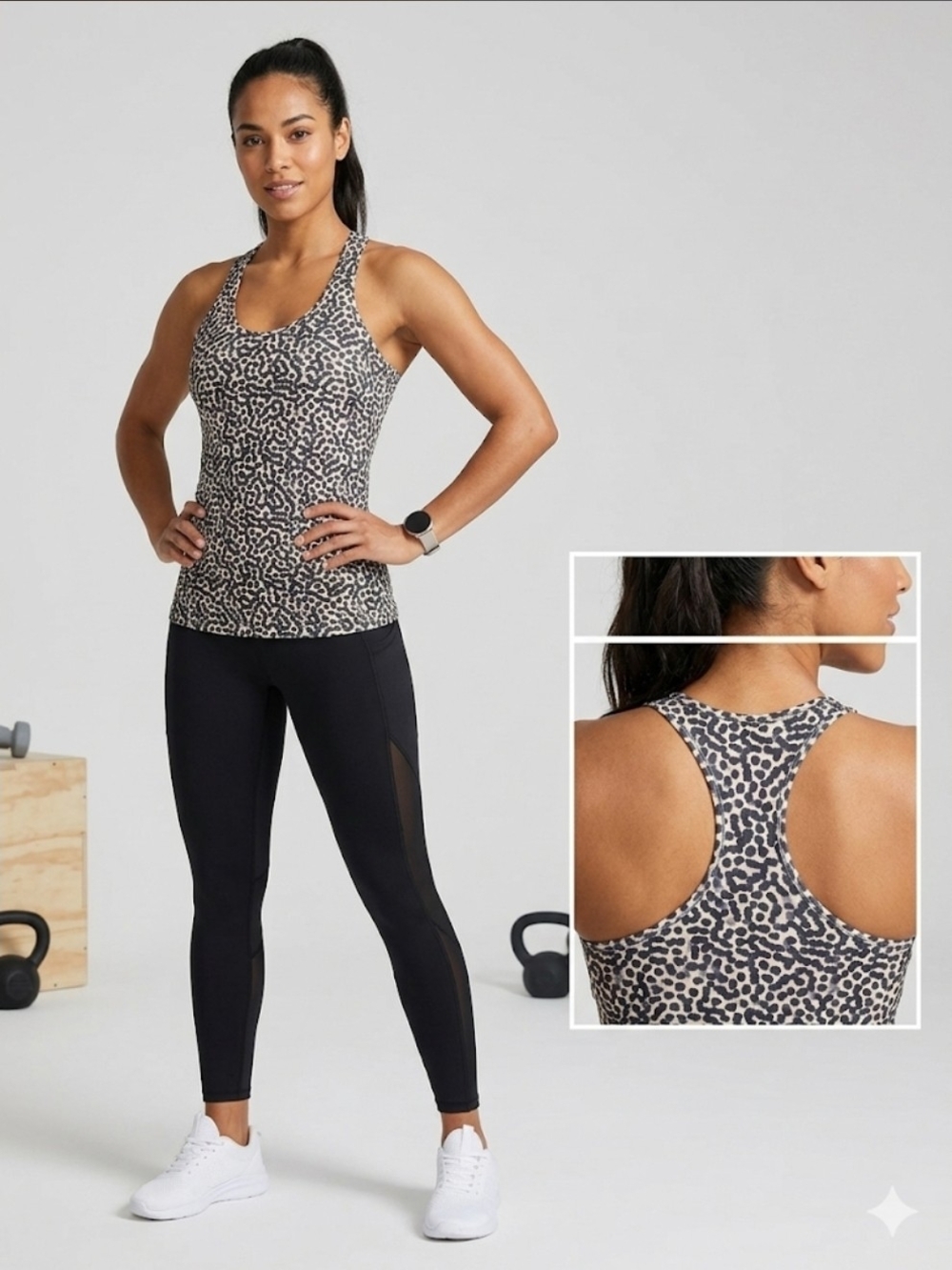 Lulu Lemon Leopard Print Racerback Tank Top - Neutral Leopard
